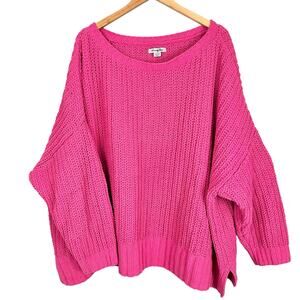 American Eagle Chenille Pink Chunky Knit Oversized Pullover Sweater Sz XL